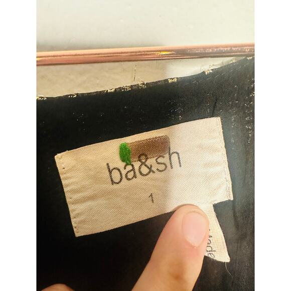 BA&SH Black Gold Metallic V-Neckline Nixon Short Sleeve Maxi Dress Size US 6 - Picture 11 of 16